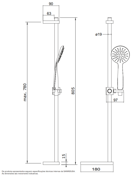Душевой гарнитур Sanindusa Basic 5R42070110 хром/белый Душевой гарнитур Sanindusa Basic 5R42070110 хром/белый