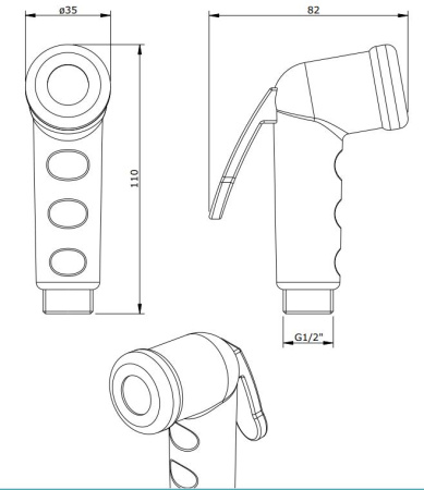 Гигиенический душ со шлангом Sanindusa Aqua 5669111 Гигиенический душ со шлангом Sanindusa Aqua 5669111