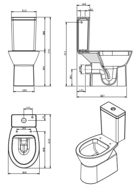Унитаз напольный с бачком и сиденьем Sanindusa Easy 131916004