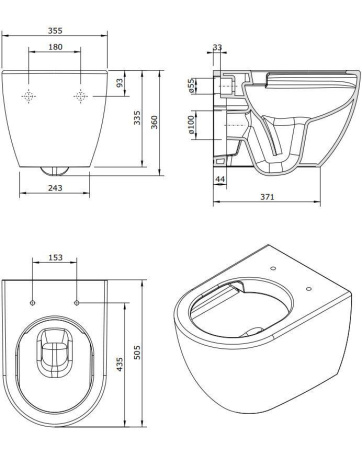 Унитаз подвесной безободковый Sanindusa Sanibold 137034004