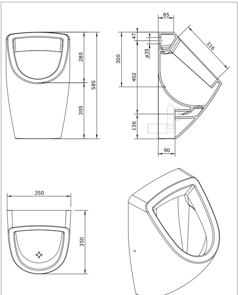 Писсуар подвесной Sanindusa Forma 108560004