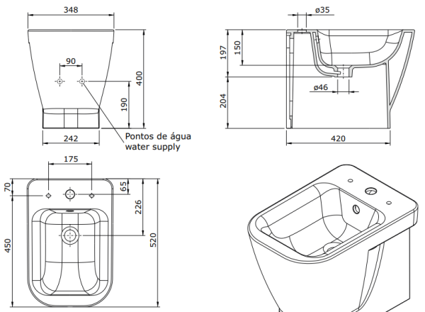 Биде напольное Sanindusa Look 134415004