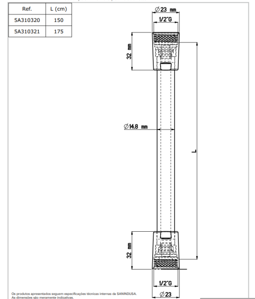 Шланг для душа Sanindusa Duo 5A31032100 175 см, белый Шланг для душа Sanindusa Duo 5A31032100 175 см, белый
