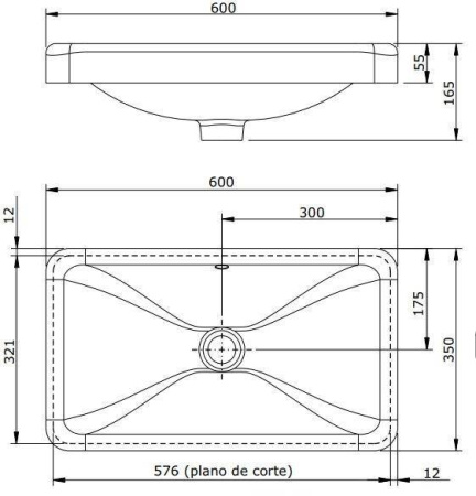 Раковина встраиваемая сверху 60x35 Sanindusa Almoradi 118900004