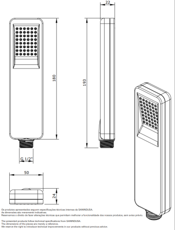 Душ ручной 1-позиционный Sanindusa Sigma 5839111, хром