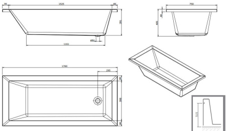Ванна акриловая Sanindusa Vertice 170х75 8059000000