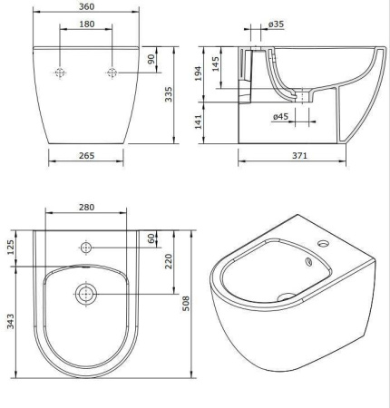 Биде подвесное Sanindusa Sanibold 137440004