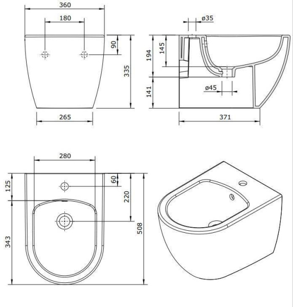 Биде подвесное Sanindusa Sanibold 137440004