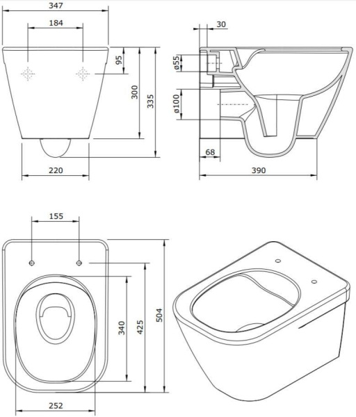 Унитаз подвесной безободковый Sanindusa Look 134034004