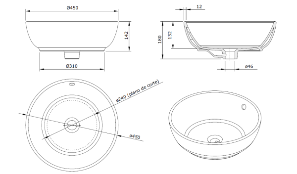Раковина накладная 45х45 Sanindusa Polop 118840004