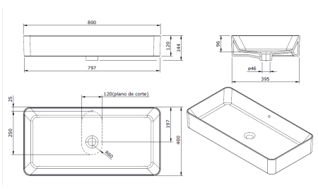 Раковина накладная 80x40 Sanindusa Sanlife 136749004