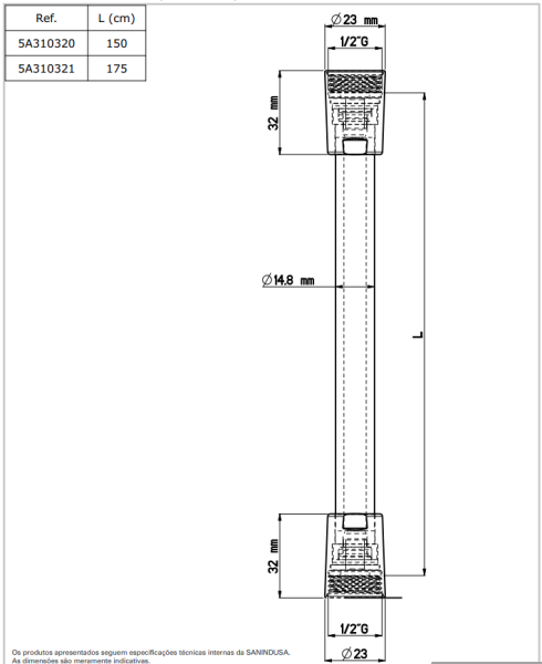 Шланг для душа Sanindusa Duo 5A31032106 175 см, черный Шланг для душа Sanindusa Duo 5A31032106 175 см, черный