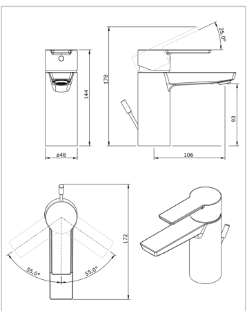 Смеситель для раковины Sanindusa Master 40 525030011, с донным клапаном